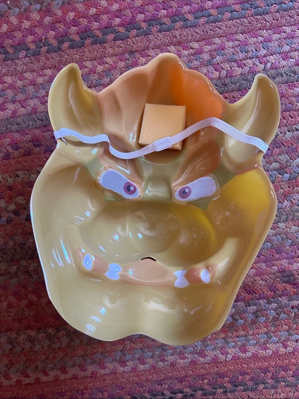 Bowser Plastic Face Mask - Orange, Green, Yellow Mario costume